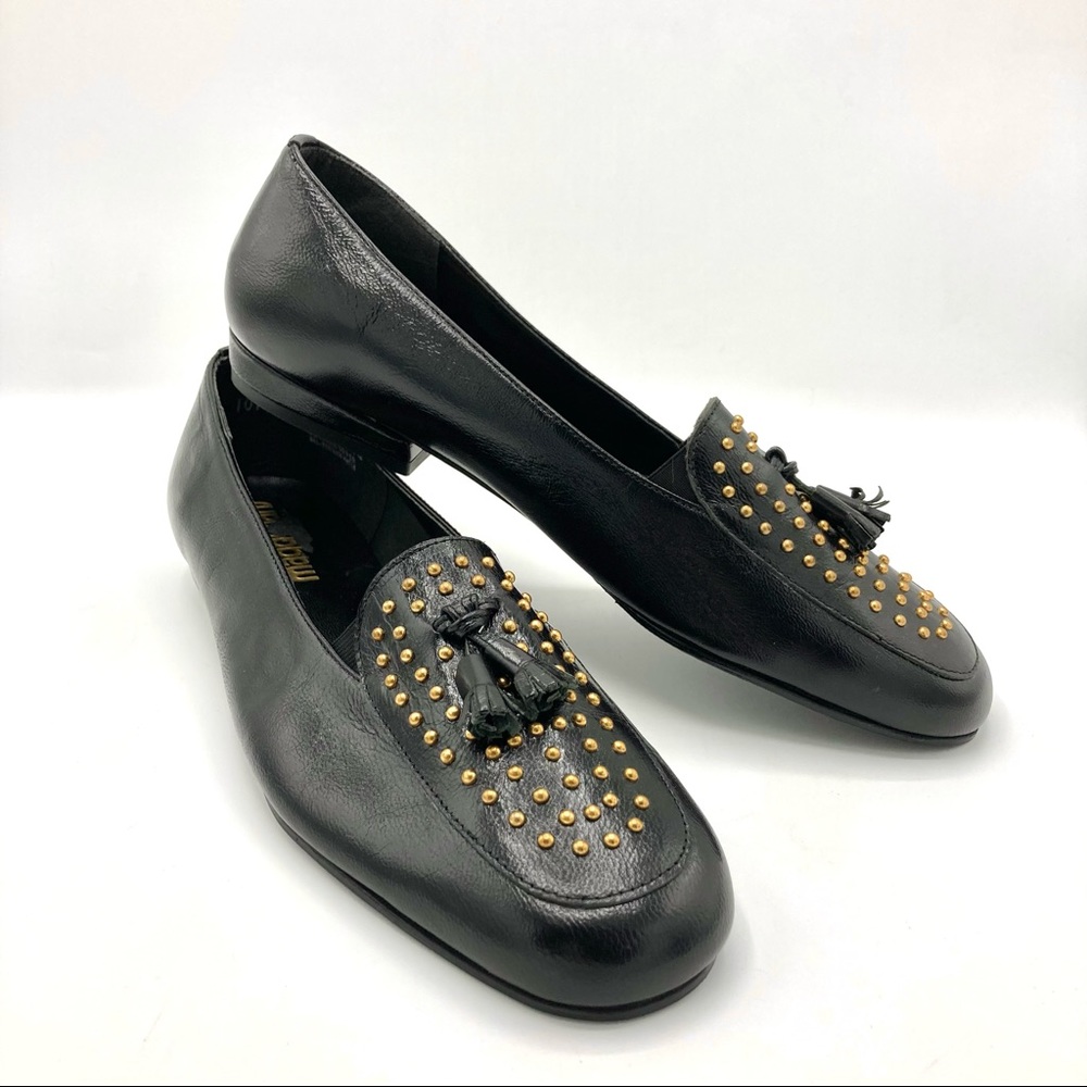 Deadstock vintage black and gold loafers